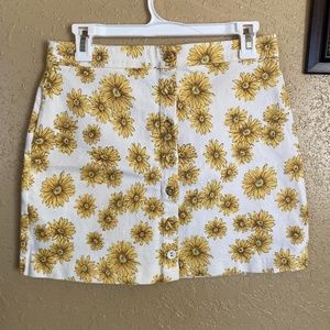 forever 21 stretchy sunflower button skirt